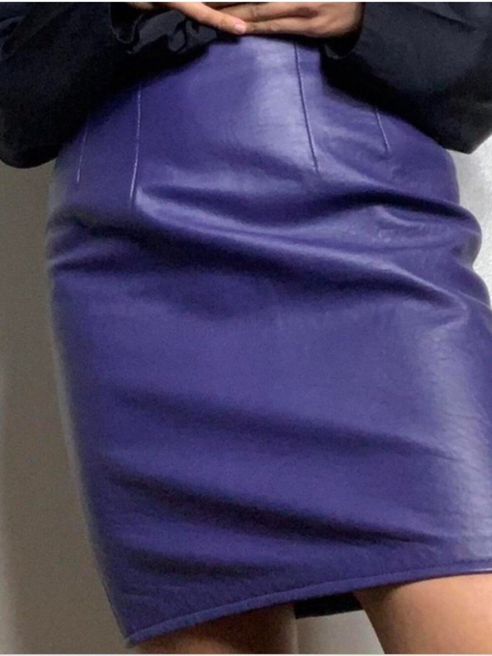 Nordstrom Point of View Purple Genuine Leather Pencil Skirt Size 2